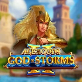 Age Of The Gods: God Of Storms 2 online game logo by Playtech on casinospindogs.uk