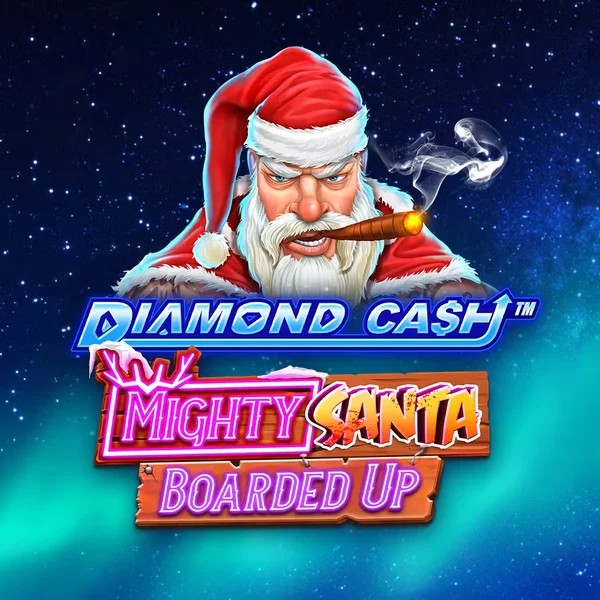 Diamond Cash Mighty Santa Boarded Up casino game by Greentube – featured logo at SpinDog Casino